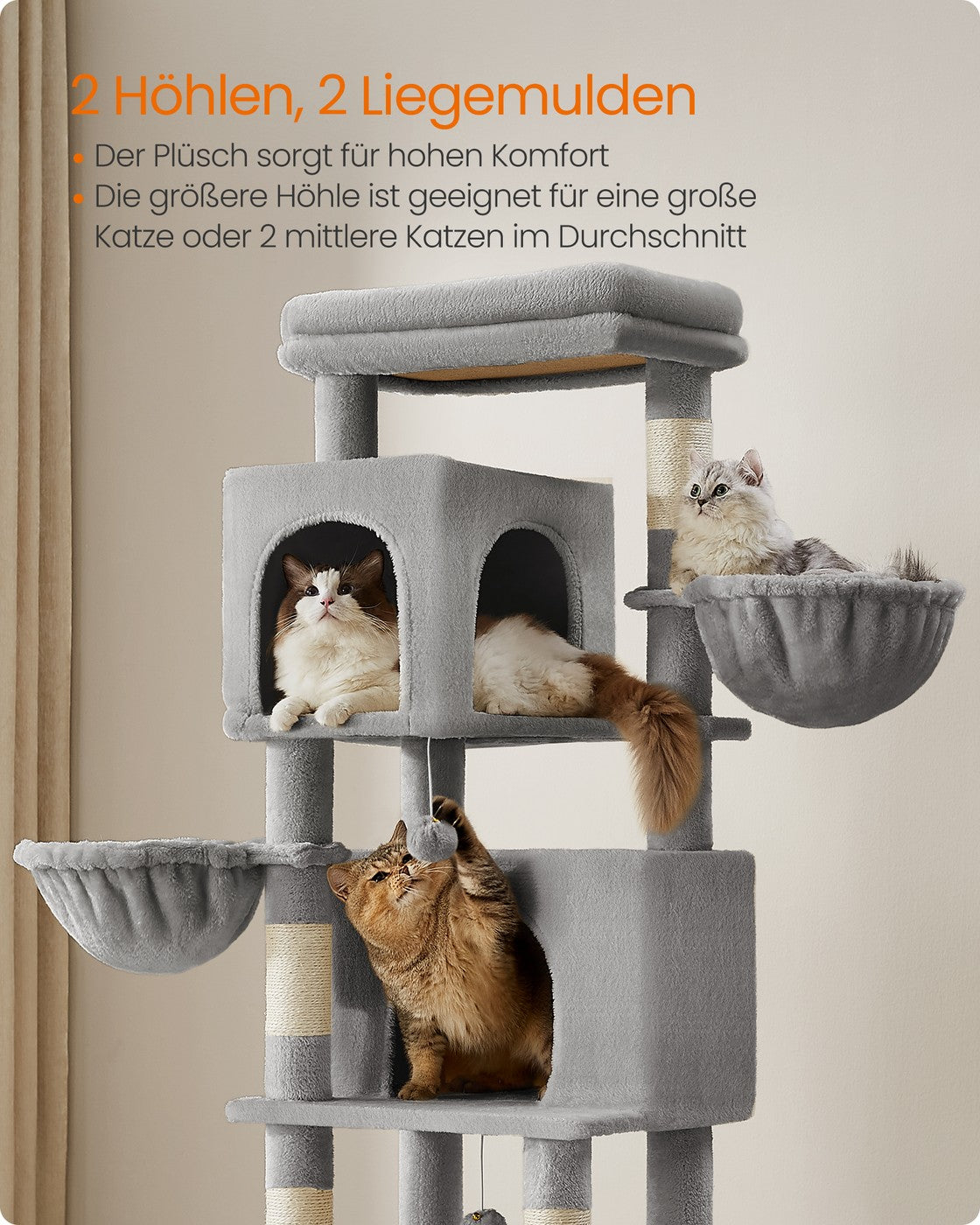 XL Krabpaal Meerverdiepings - Sisal Op Elke Etage - Luxe Dik Pluche