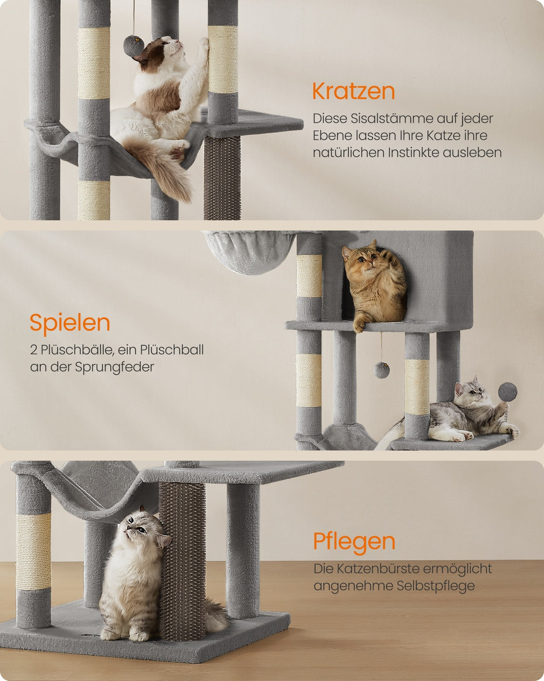 XL Krabpaal Meerverdiepings - Sisal Op Elke Etage - Luxe Dik Pluche