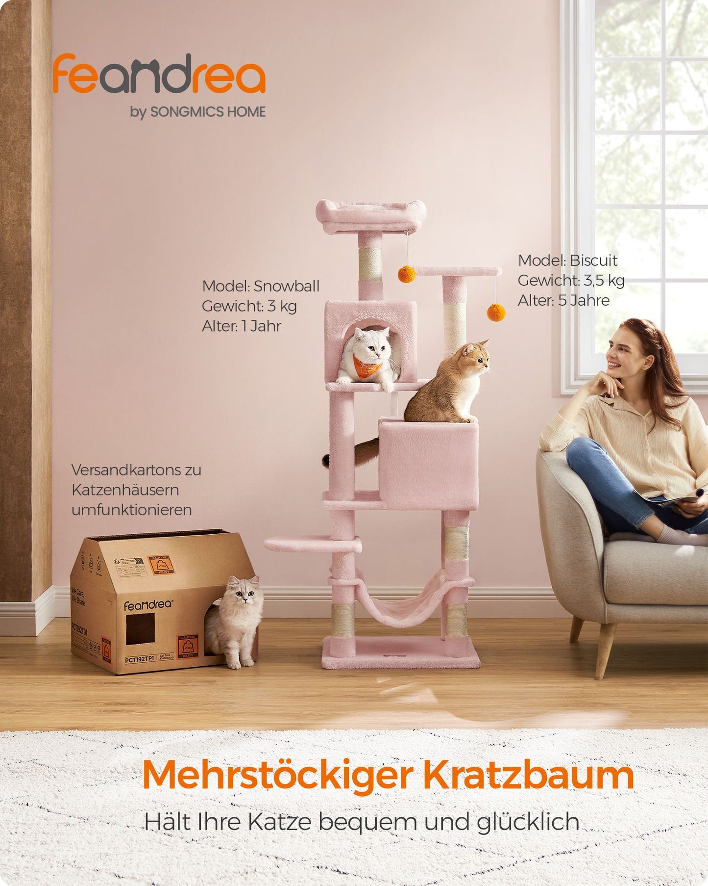 Meerverdiepings Krabpaal 155 cm - Belastbaar Tot 78 kg - Verticaal Klimplezier