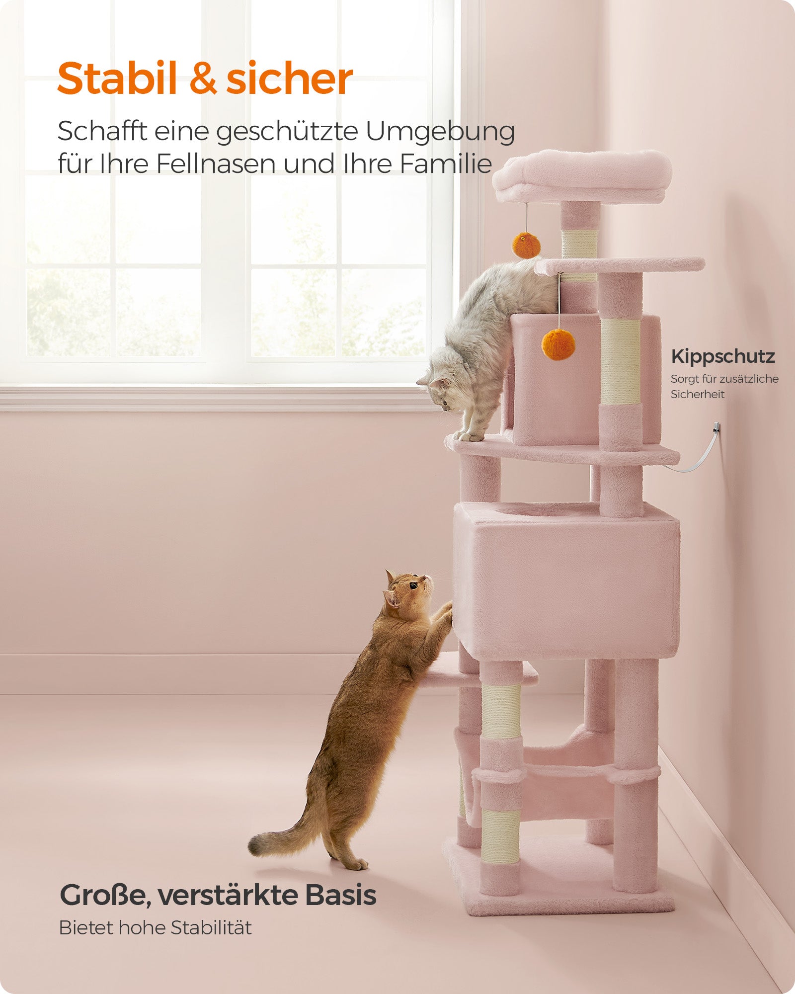 Meerverdiepings Krabpaal 155 cm - Belastbaar Tot 78 kg - Verticaal Klimplezier