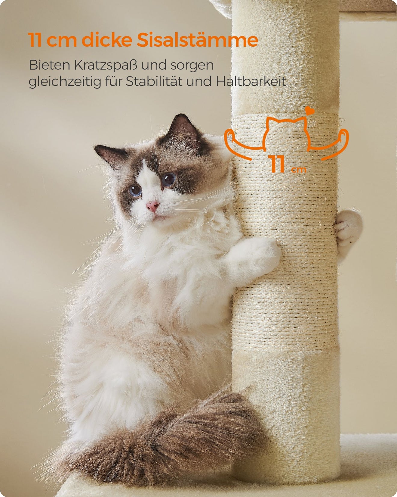 Krabpaal XL Met Grote Plattform En 2 Kattenholen - Lage Instap - Voor Jong En Oud