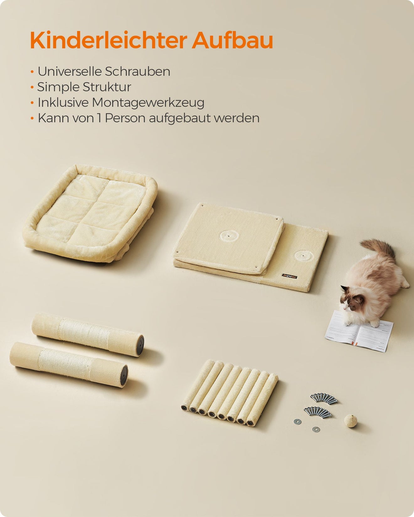 Krabpaal XL Met Grote Plattform En 2 Kattenholen - Lage Instap - Voor Jong En Oud