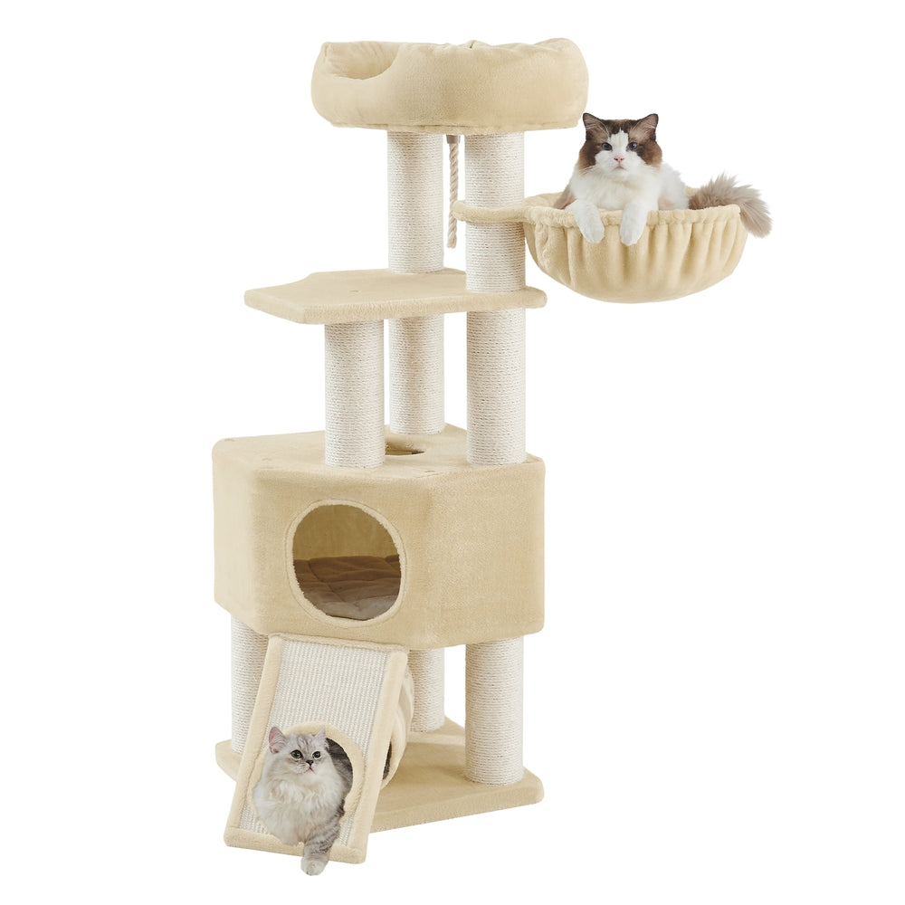 Grote Krabpaal Met Tunnel En Hangmat - Voor Mollige Katten - Extra Brede Basis