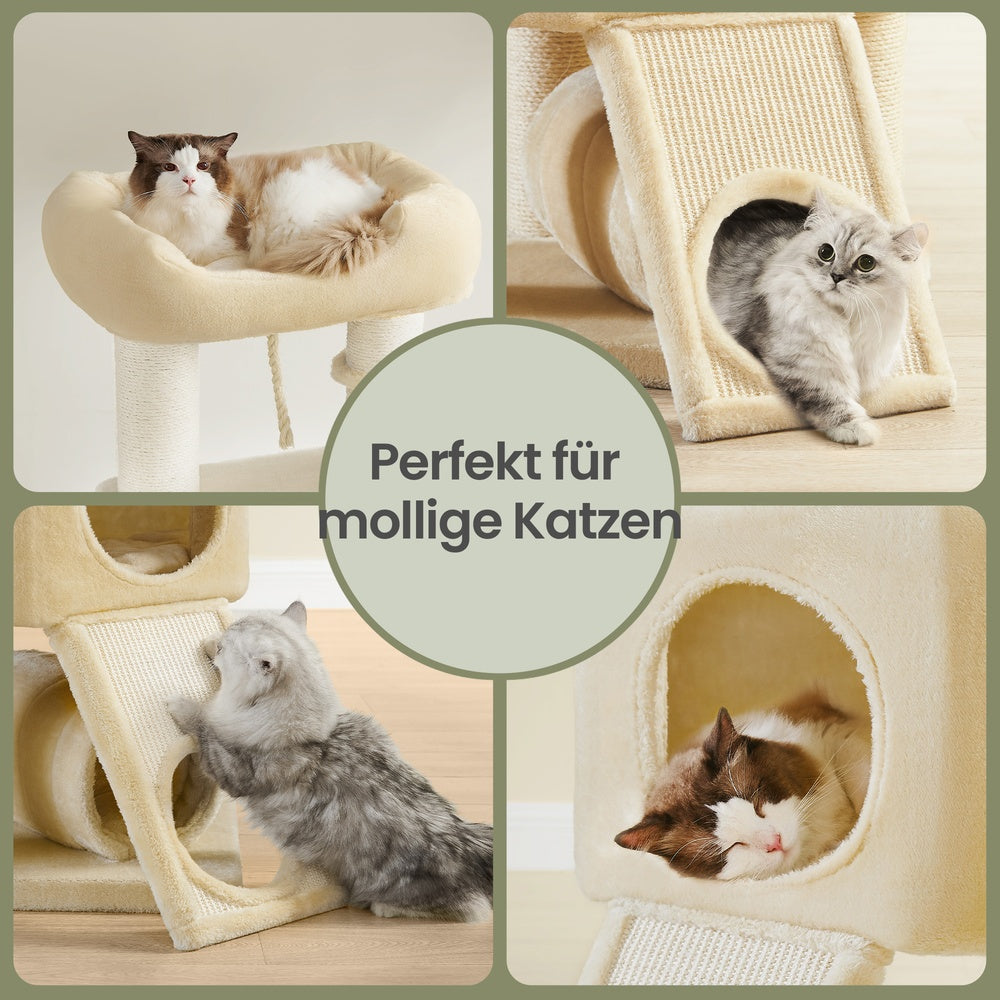 Grote Krabpaal Met Tunnel En Hangmat - Voor Mollige Katten - Extra Brede Basis