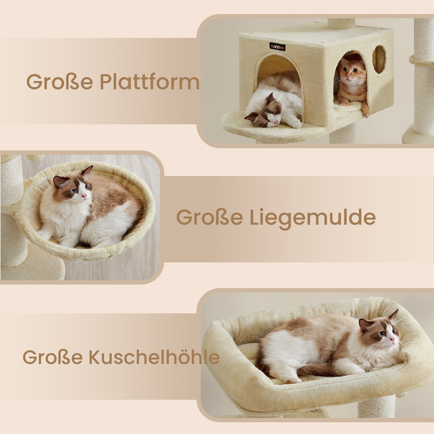 Krabpaal Voor Grote Katten Met Uitkijkplatform - Extra Dikke Sisalzuilen - Verstevigde Basis