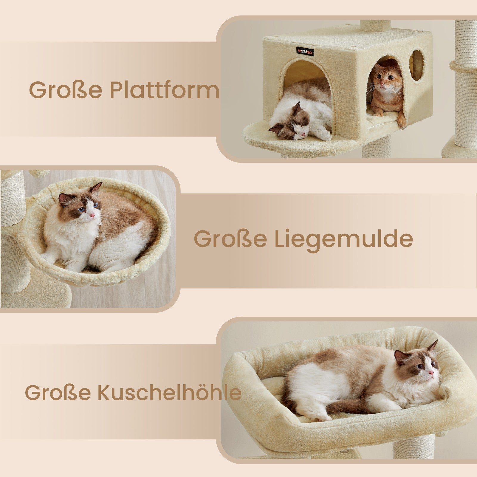 Krabpaal Voor Grote Katten Met Uitkijkplatform - Extra Dikke Sisalzuilen - Verstevigde Basis