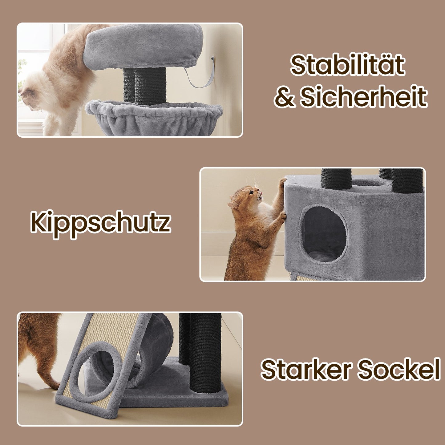 Grote Krabpaal Met Hangmat En Ruime Hol - Massieve Zuilen - Grijs-Zwart Design