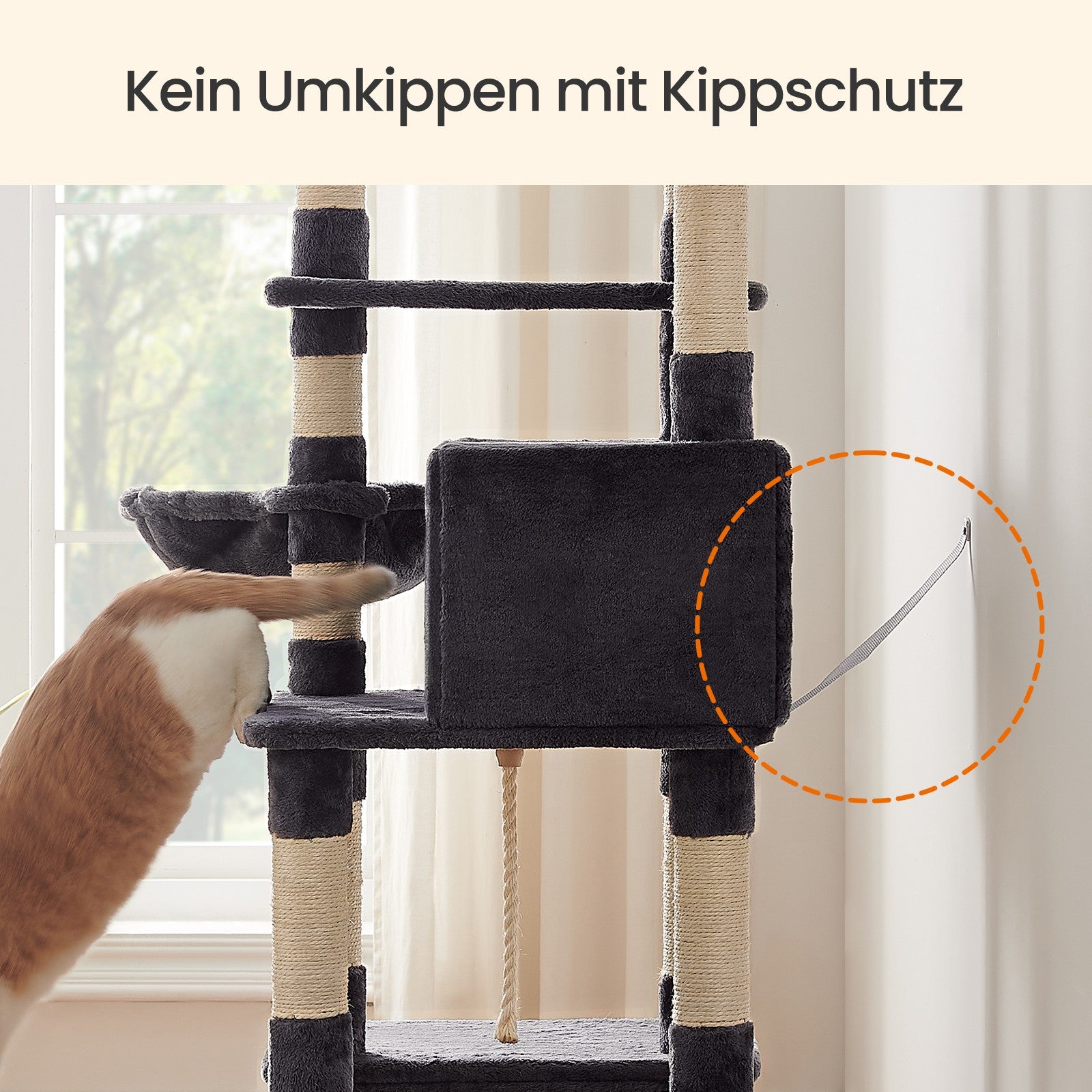 Krabpaal Met Ruime Etages - Verstevigde Sokkel - Ook Voor Mollige Katten