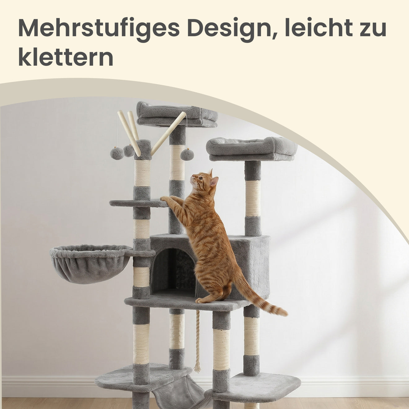 Krabpaal Met Ruime Etages - Verstevigde Sokkel - Ook Voor Mollige Katten