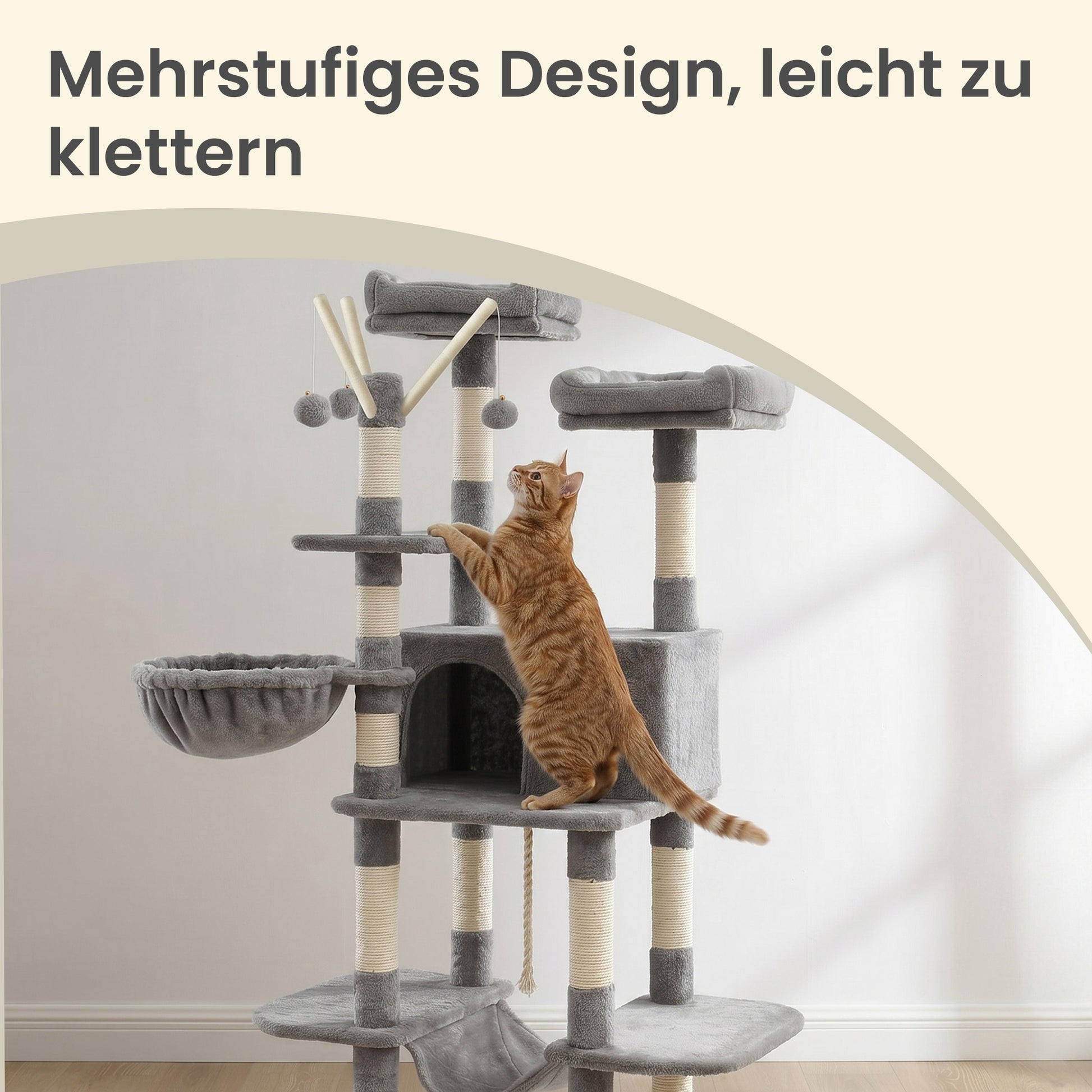 Krabpaal Met Ruime Etages - Verstevigde Sokkel - Ook Voor Mollige Katten