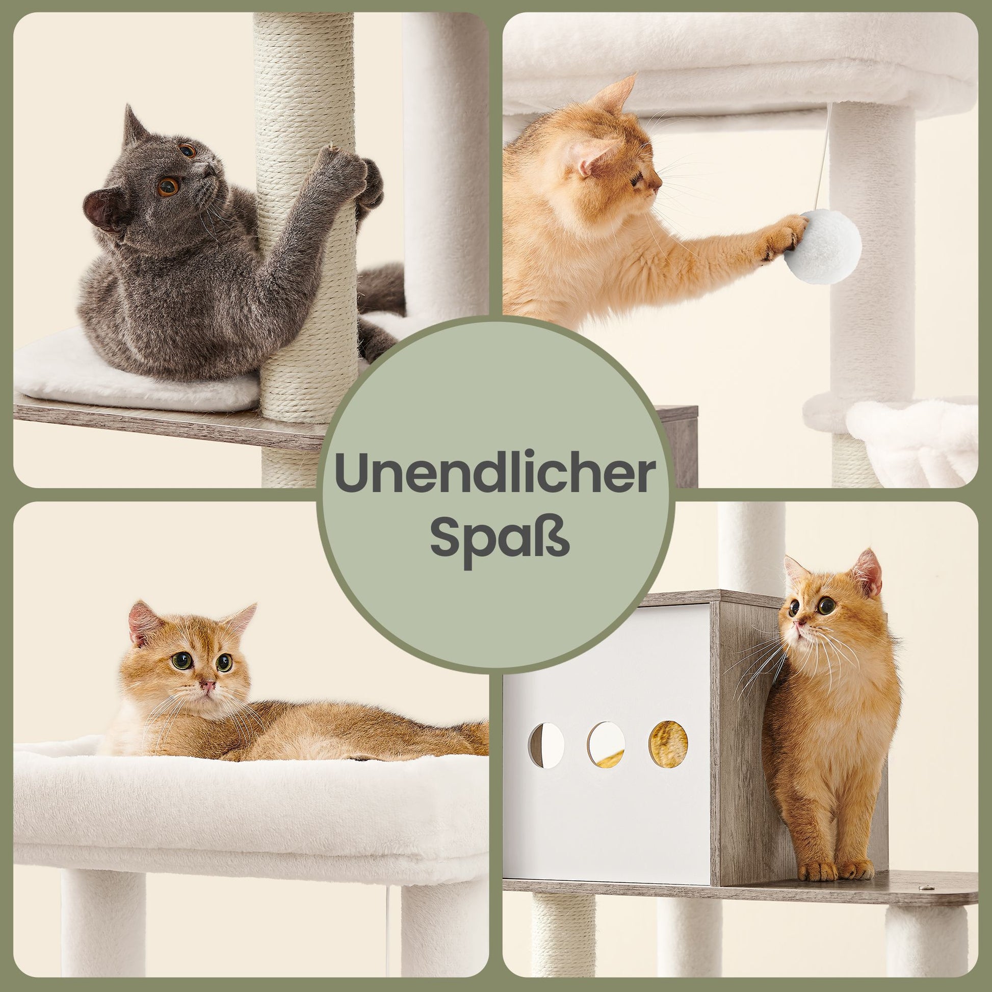 2-In-1 Krabpaal Met Kattenbakmeubel - 185 cm Hoog Kattenmeubel - Ruimtebesparend