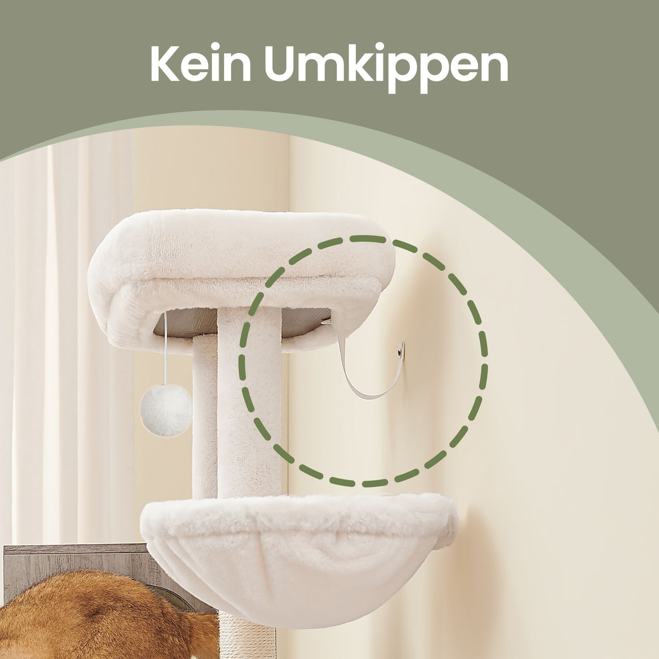 2-In-1 Krabpaal Met Kattenbakmeubel - 185 cm Hoog Kattenmeubel - Ruimtebesparend