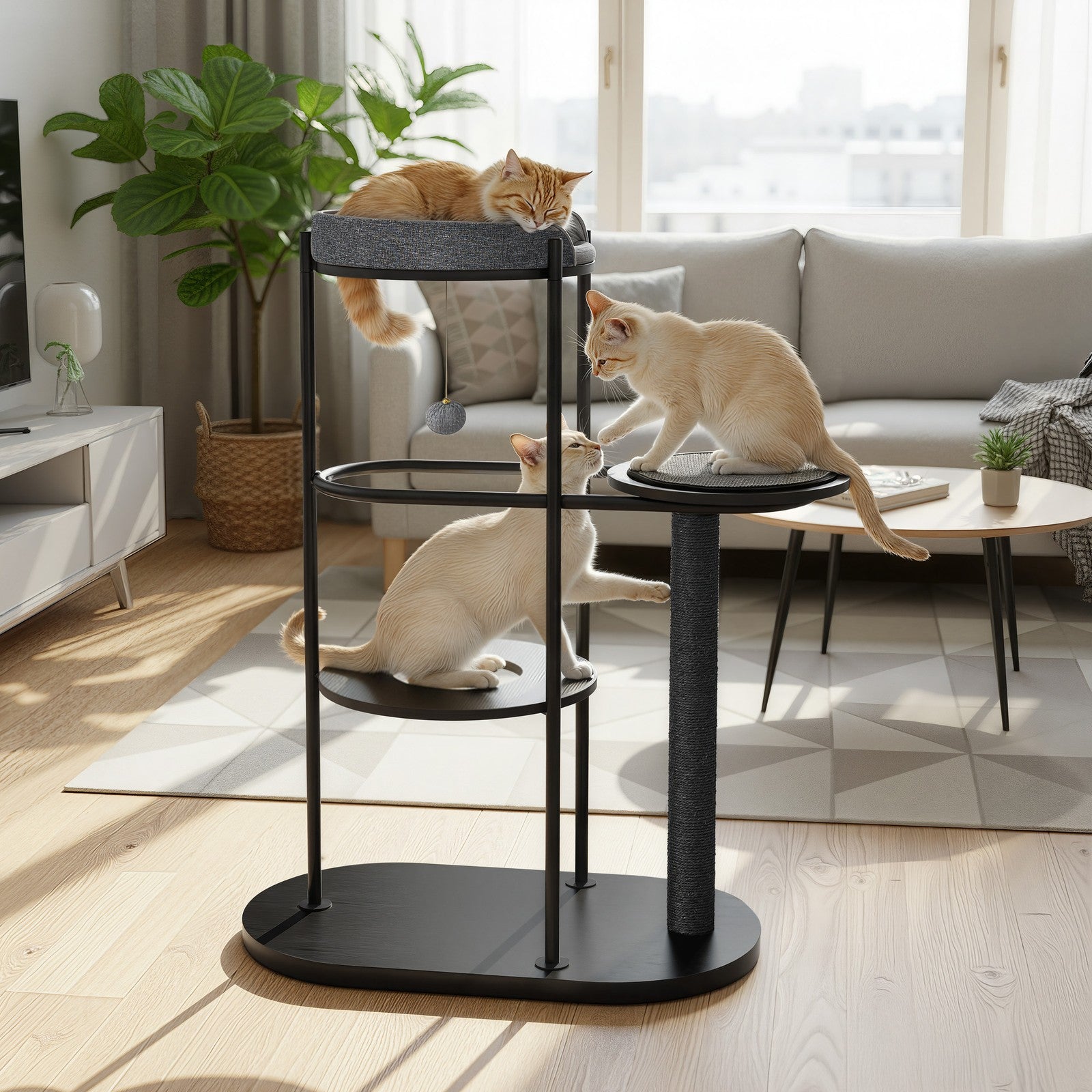 Moderne Krabpaal Met Stalen Frame - Royale Ligvlakken - Strak Zwart Design