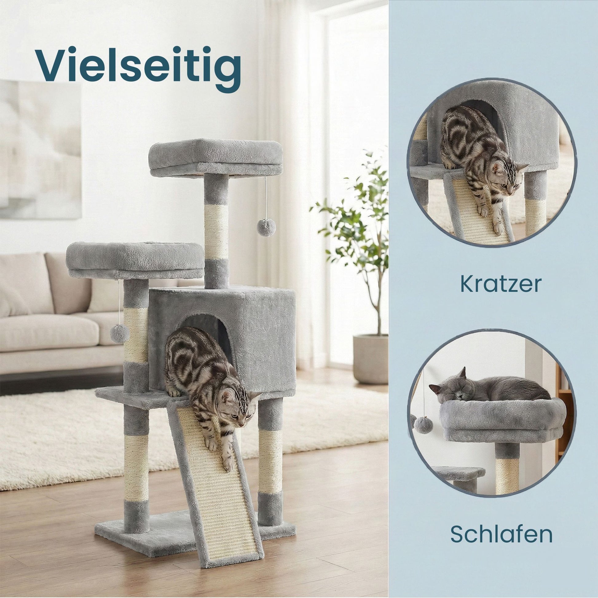 Krabpaal Met 5 Sisalzuilen En Krabbrett - Flauschige Uitkijkplattform - Compact