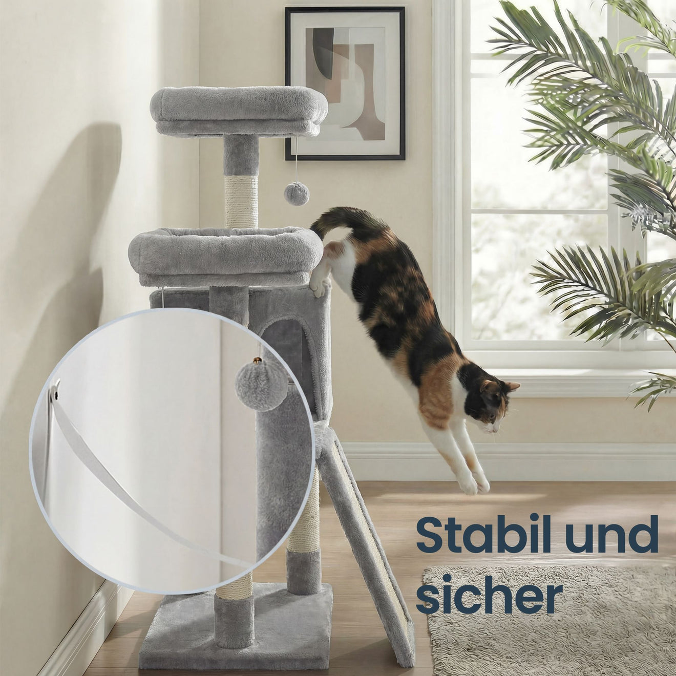 Krabpaal Met 5 Sisalzuilen En Krabbrett - Flauschige Uitkijkplattform - Compact