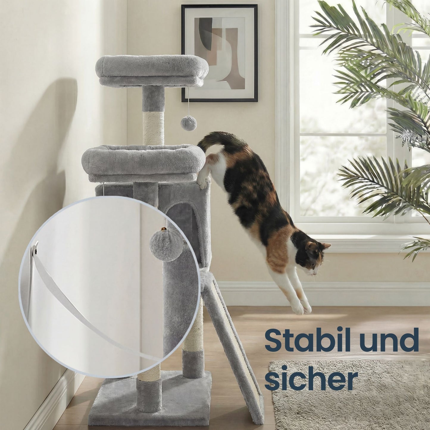 Krabpaal Met 5 Sisalzuilen En Krabbrett - Flauschige Uitkijkplattform - Compact