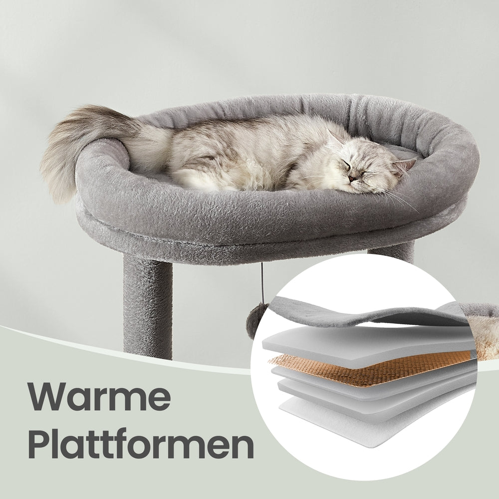 Krabpaal 196 cm Met Extra Grote Platforms - Tweetoren Ontwerp - Speelbal Op Veer