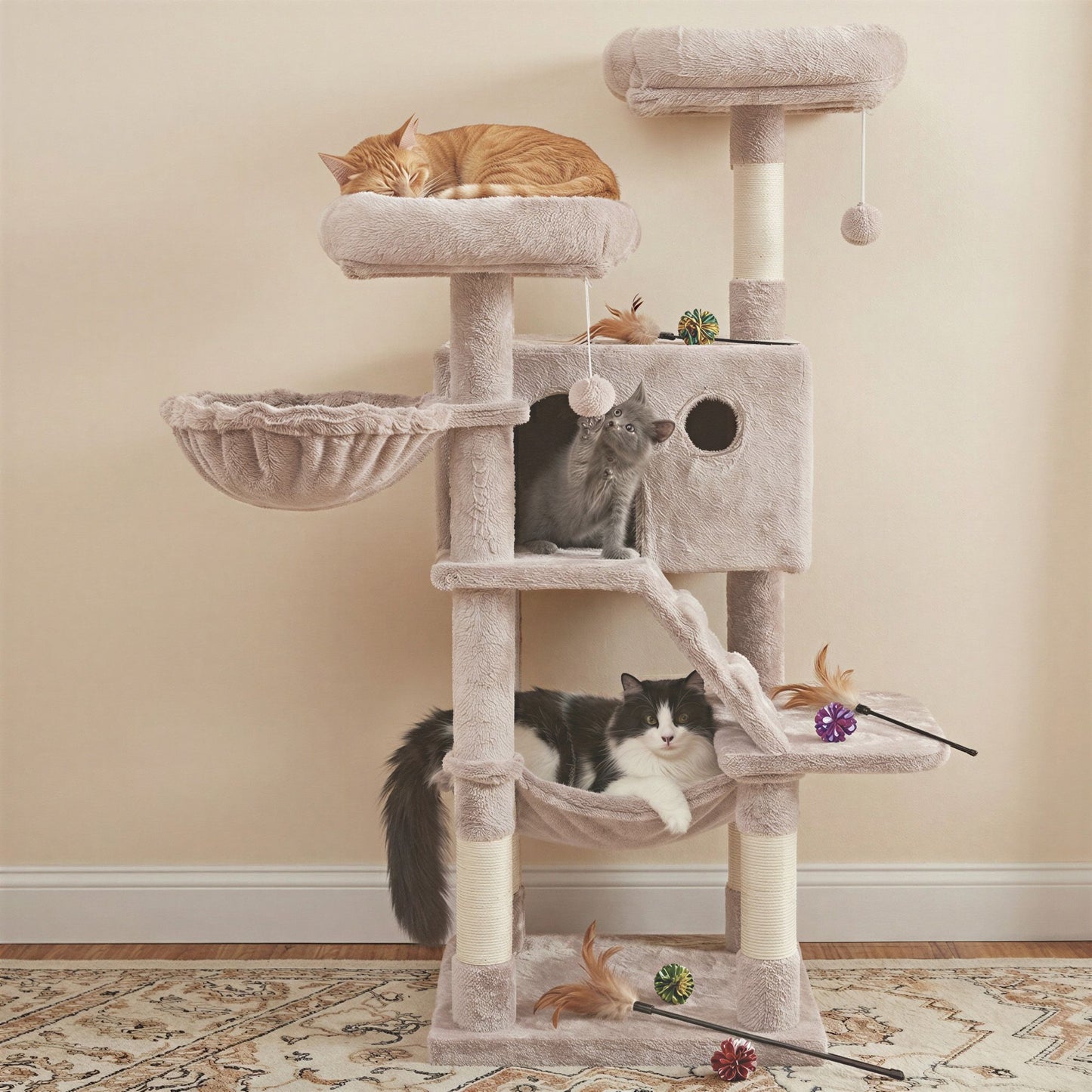 Krabpaal Voor Grote Katten Met Ruime Kuschelhol - Ombre Design - Luxe Pluche