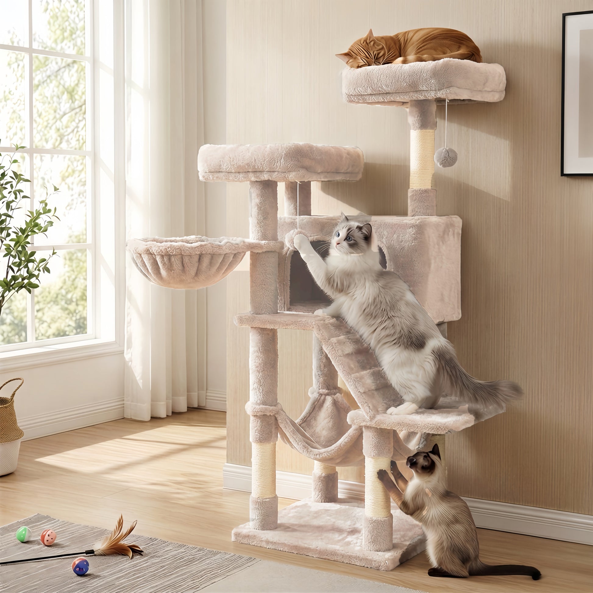 Krabpaal Voor Grote Katten Met Ruime Kuschelhol - Ombre Design - Luxe Pluche