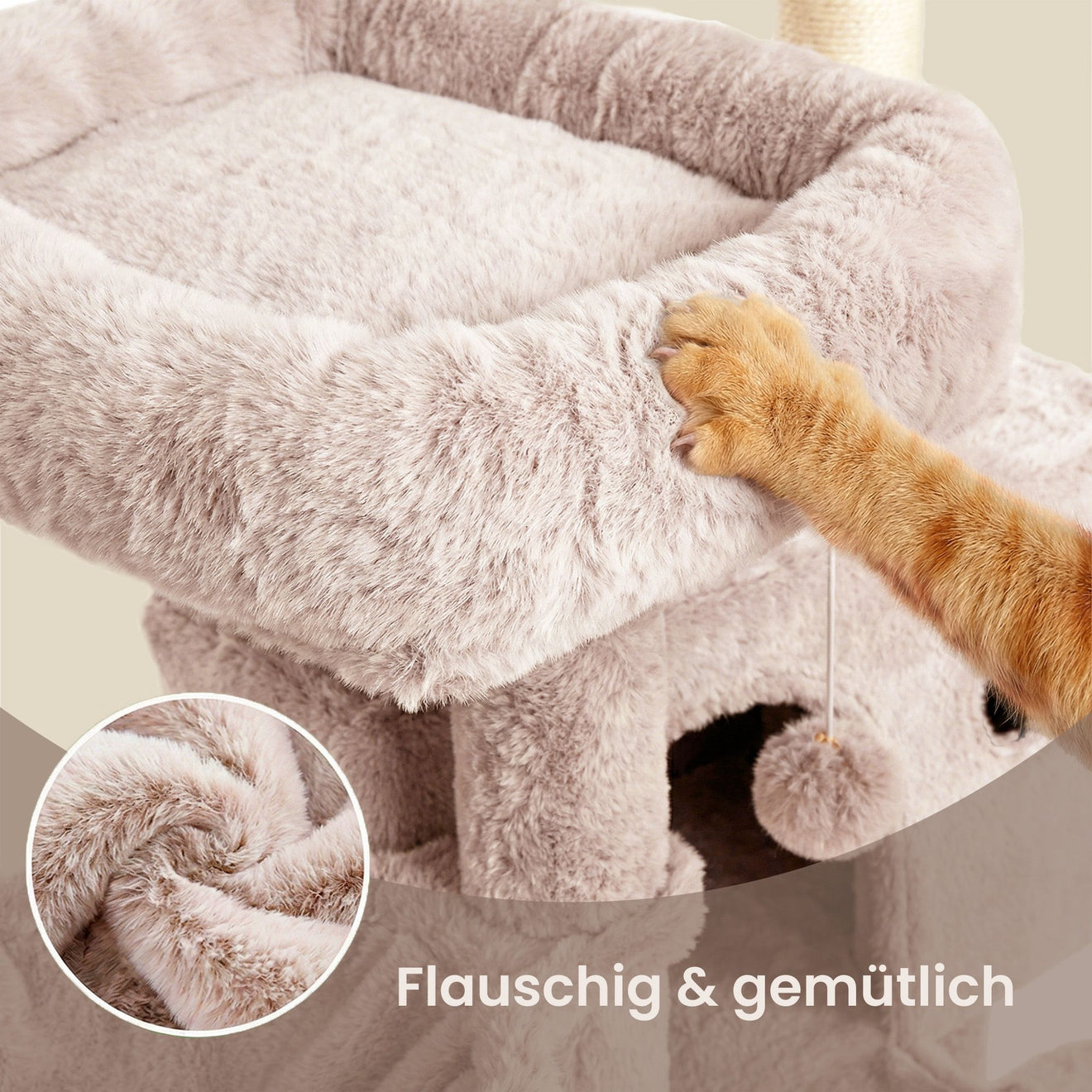 Krabpaal Voor Grote Katten Met Ruime Kuschelhol - Ombre Design - Luxe Pluche