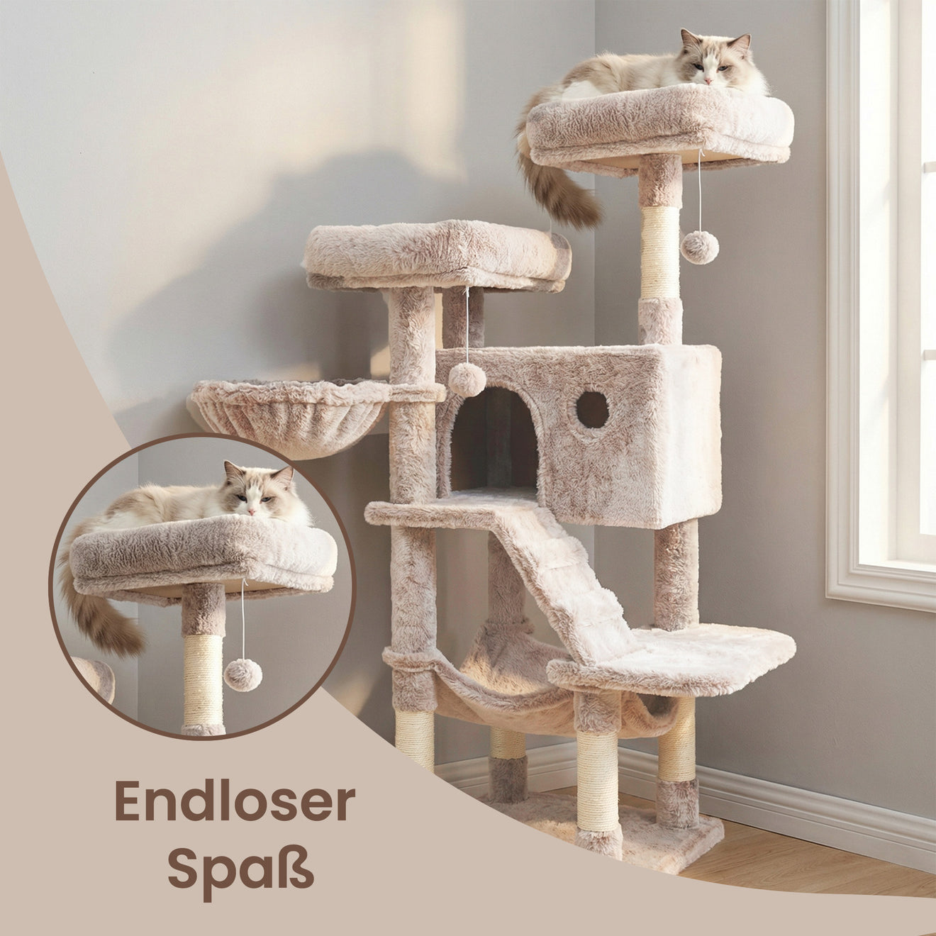 Krabpaal Voor Grote Katten Met Ruime Kuschelhol - Ombre Design - Luxe Pluche