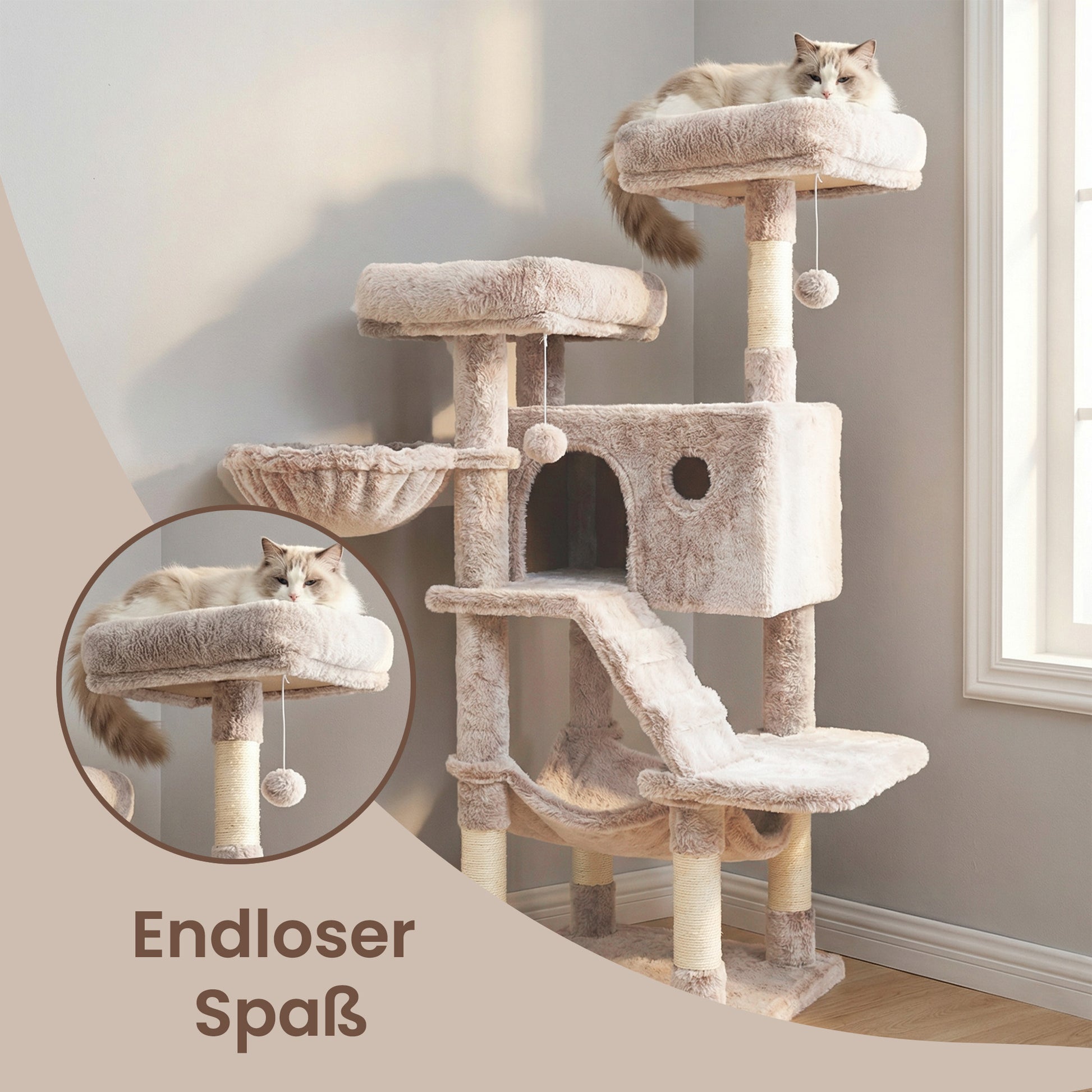 Krabpaal Voor Grote Katten Met Ruime Kuschelhol - Ombre Design - Luxe Pluche