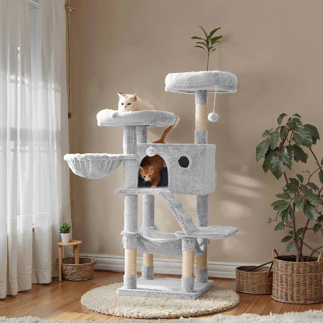 Krabpaal Voor Grote Katten Met Ruime Kuschelhol - Ombre Design - Luxe Pluche