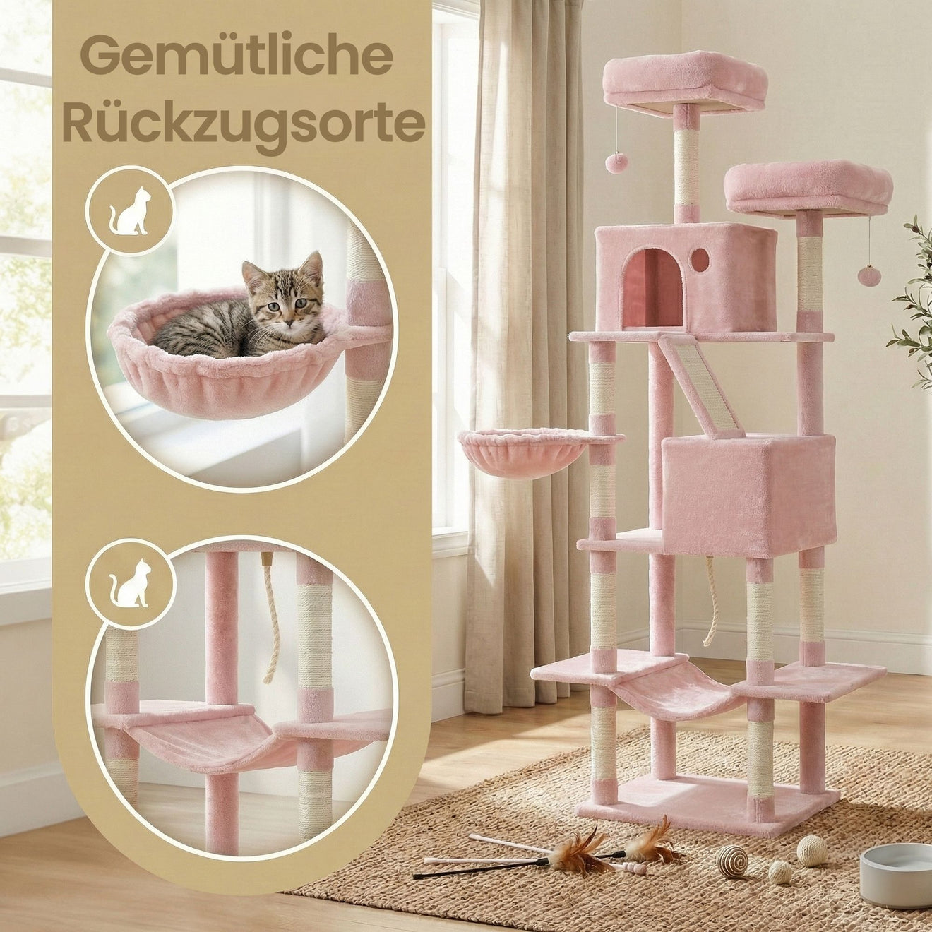 XXL Kattenboom 206 cm Met Krabramp - Verstevigde Bodemplaat - In 7 Kleuren