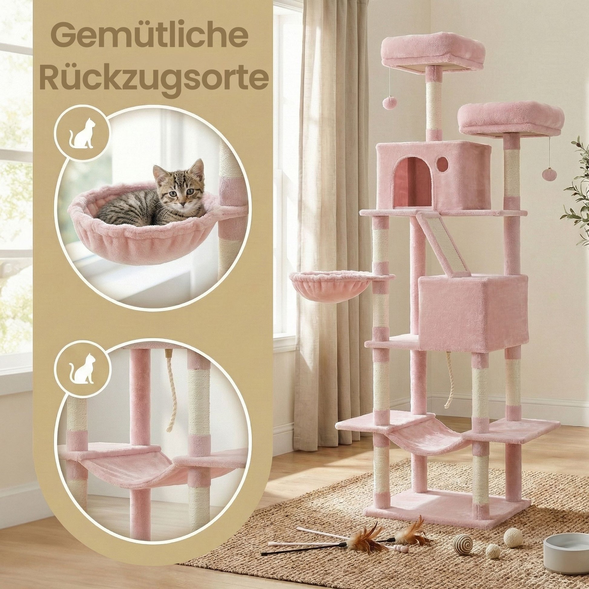 XXL Kattenboom 206 cm Met Krabramp - Verstevigde Bodemplaat - In 7 Kleuren