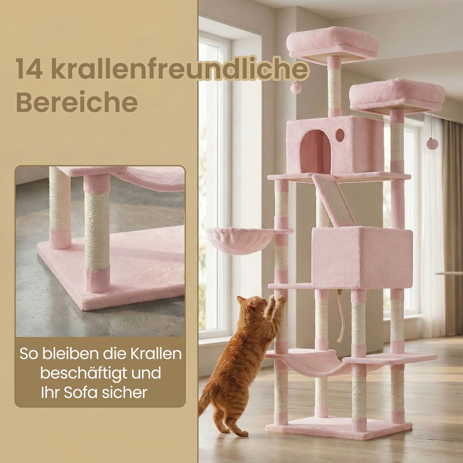 XXL Kattenboom 206 cm Met Krabramp - Verstevigde Bodemplaat - In 7 Kleuren