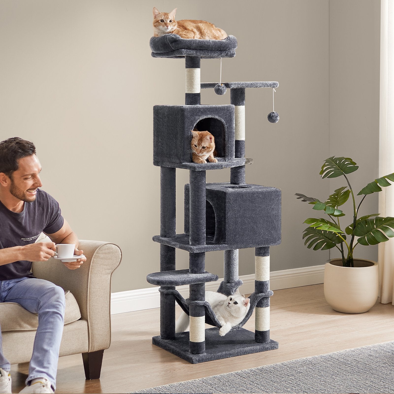 Meerverdiepings Krabpaal 155 cm - Belastbaar Tot 78 kg - Verticaal Klimplezier