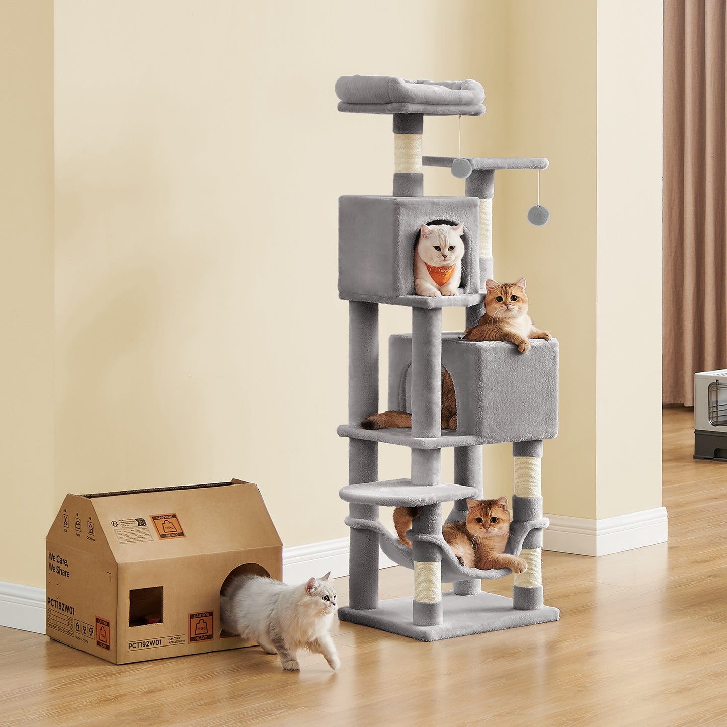 Meerverdiepings Krabpaal 155 cm - Belastbaar Tot 78 kg - Verticaal Klimplezier