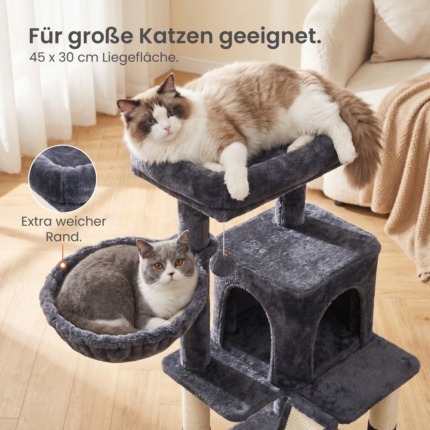 Krabpaal Met Groot Uitkijkplatform En Hangmand - Krabbrett Als Ramp - Voor Grote Katten
