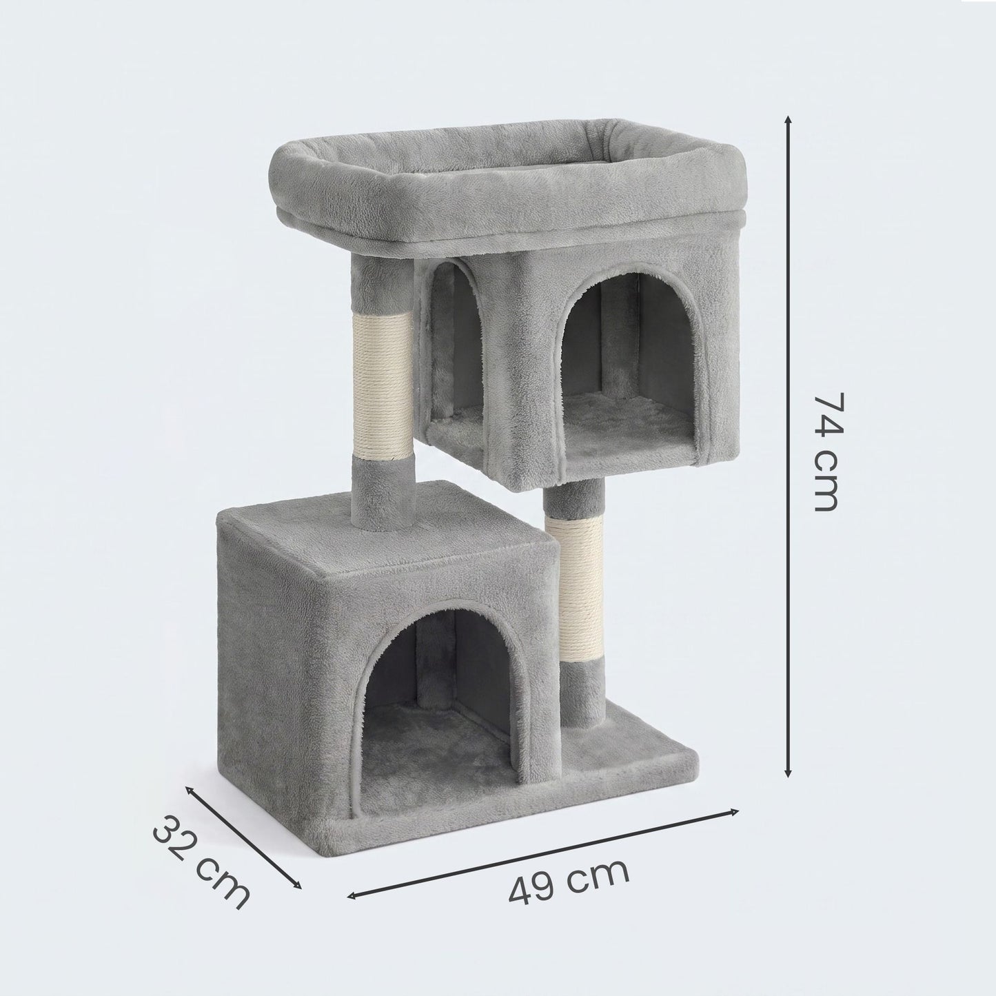 Compacte Krabpaal M Met Plattform En 2 Holen - Lage Hoogte - Voor Kittens En Senioren