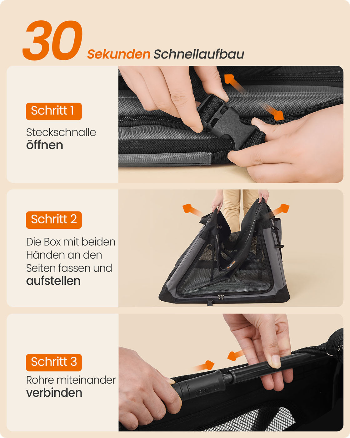 Opvouwbare Transportbox Voor Kleine Honden - Zelfvergrendelende Ritsen - Reflecterende Details
