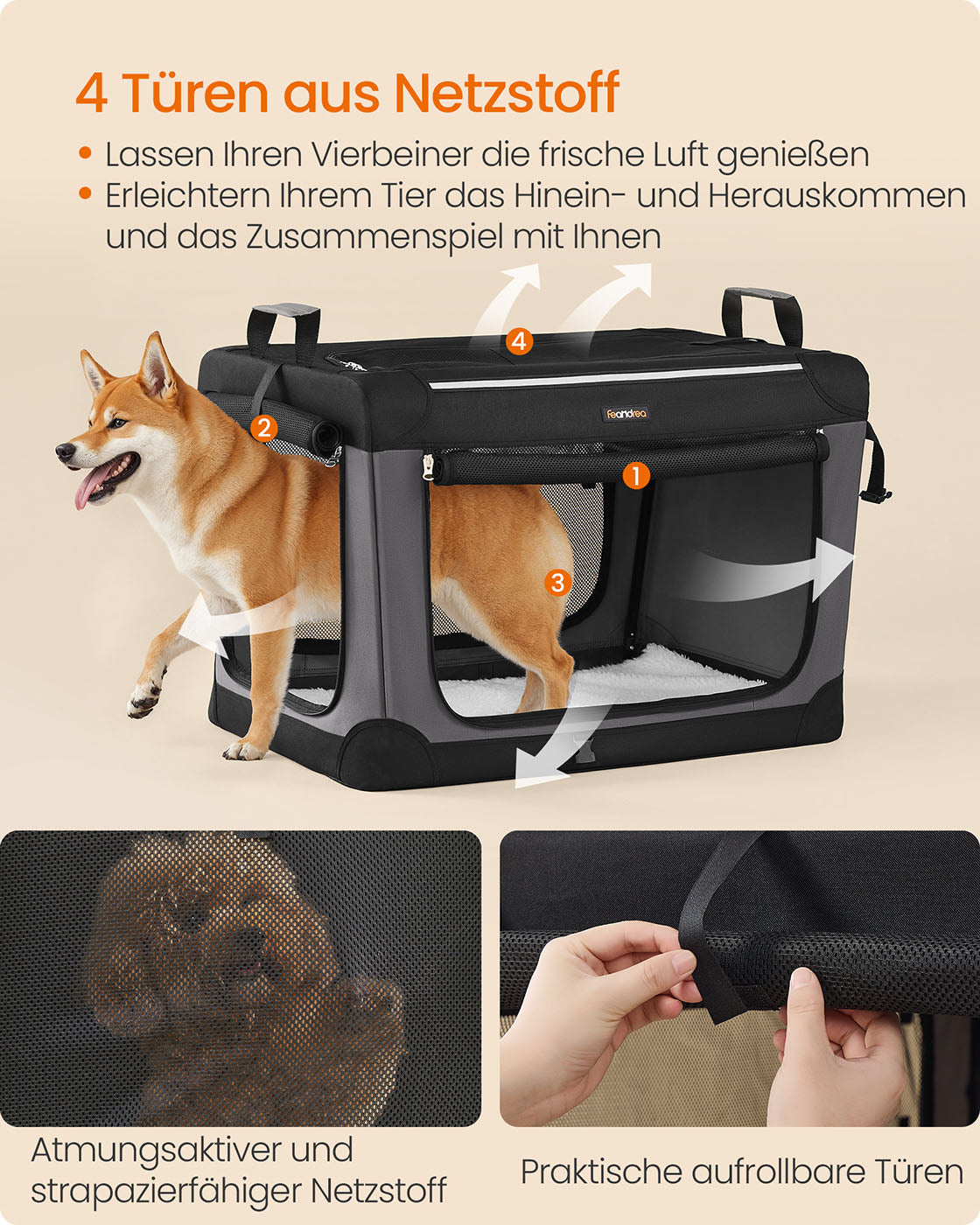 Opvouwbare Transportbox Voor Kleine Honden - Zelfvergrendelende Ritsen - Reflecterende Details