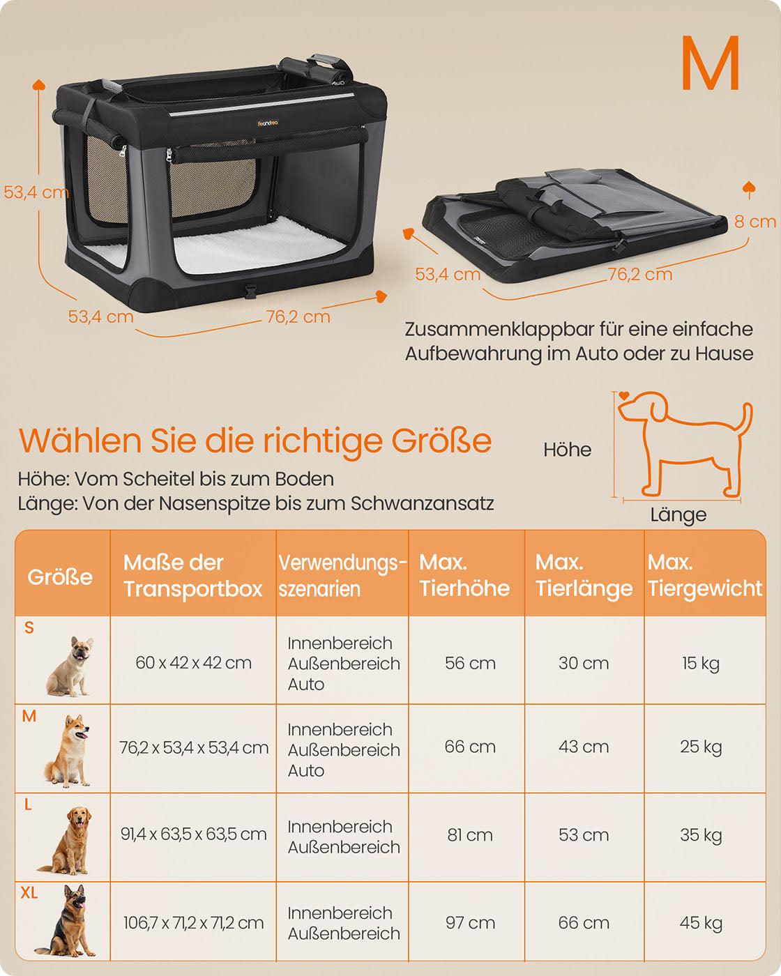Opvouwbare Transportbox Voor Kleine Honden - Zelfvergrendelende Ritsen - Reflecterende Details