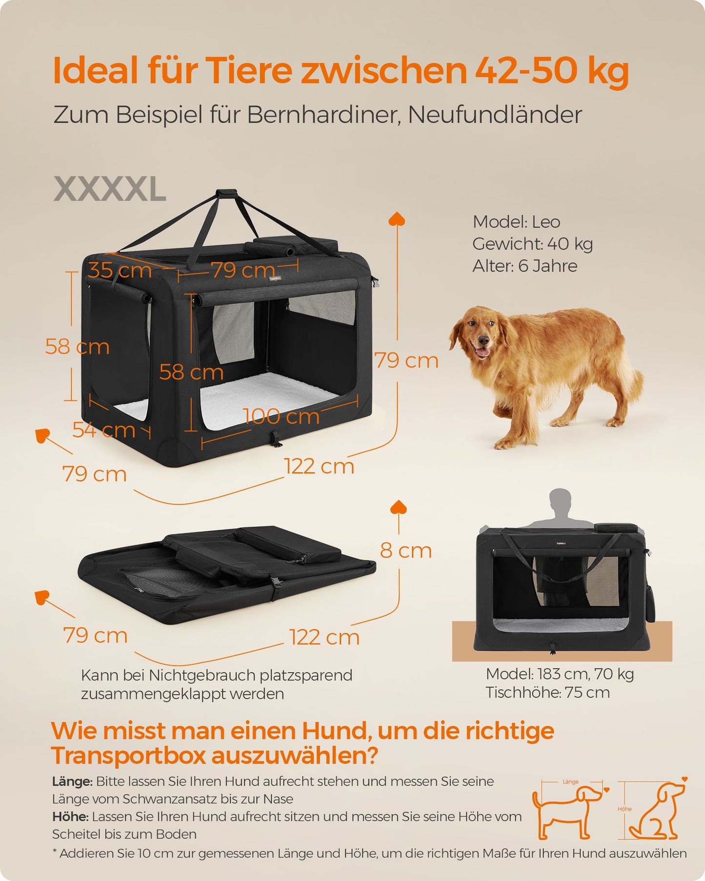 Opvouwbare Stoffen Hondenbox XXXXL - Voor Zeer Grote Honden - Met Draaggrepen