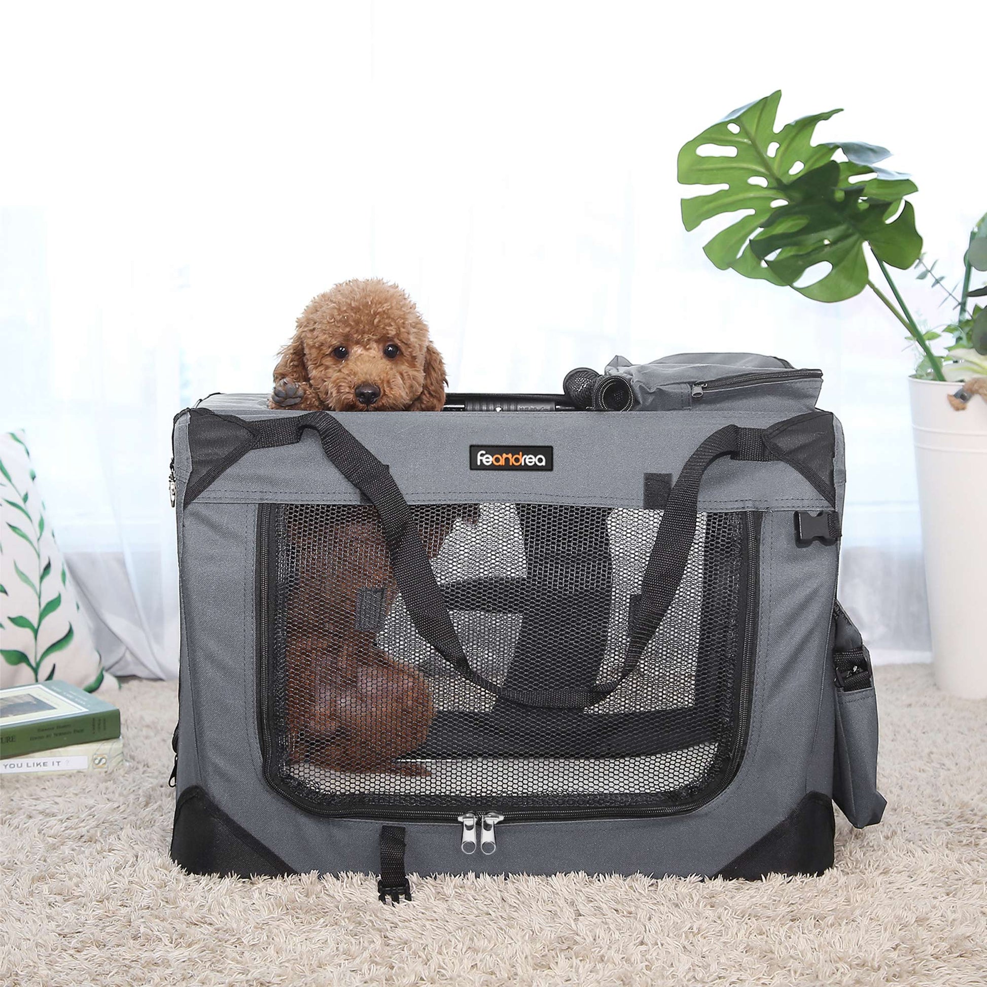 Opvouwbare Transportbox Met Pluche Bodem - Oxford-Doek Met Draaggrepen - Voor Kat En Hond