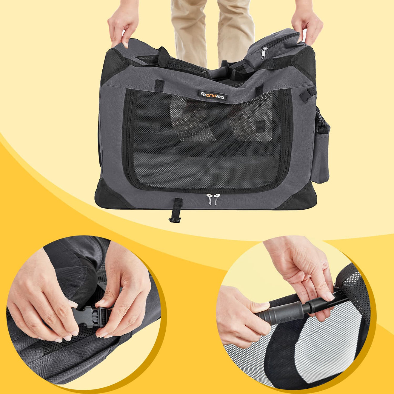 Opvouwbare Transportbox Met Pluche Bodem - Oxford-Doek Met Draaggrepen - Voor Kat En Hond