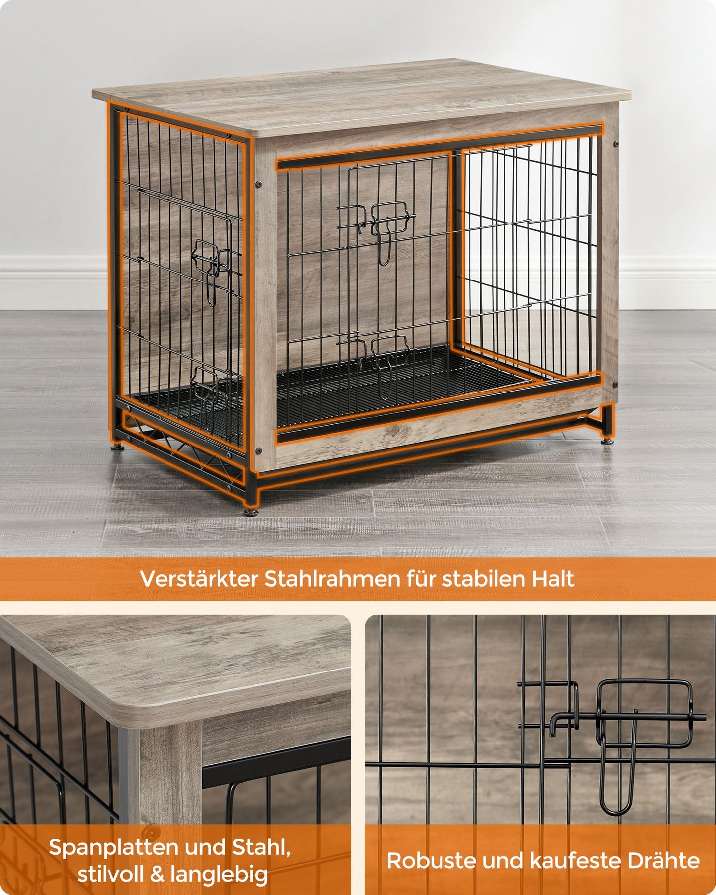 Houten Hondenbench M Met Uitneembaar Tablett - Robuust Staal En Hout - Meubellook