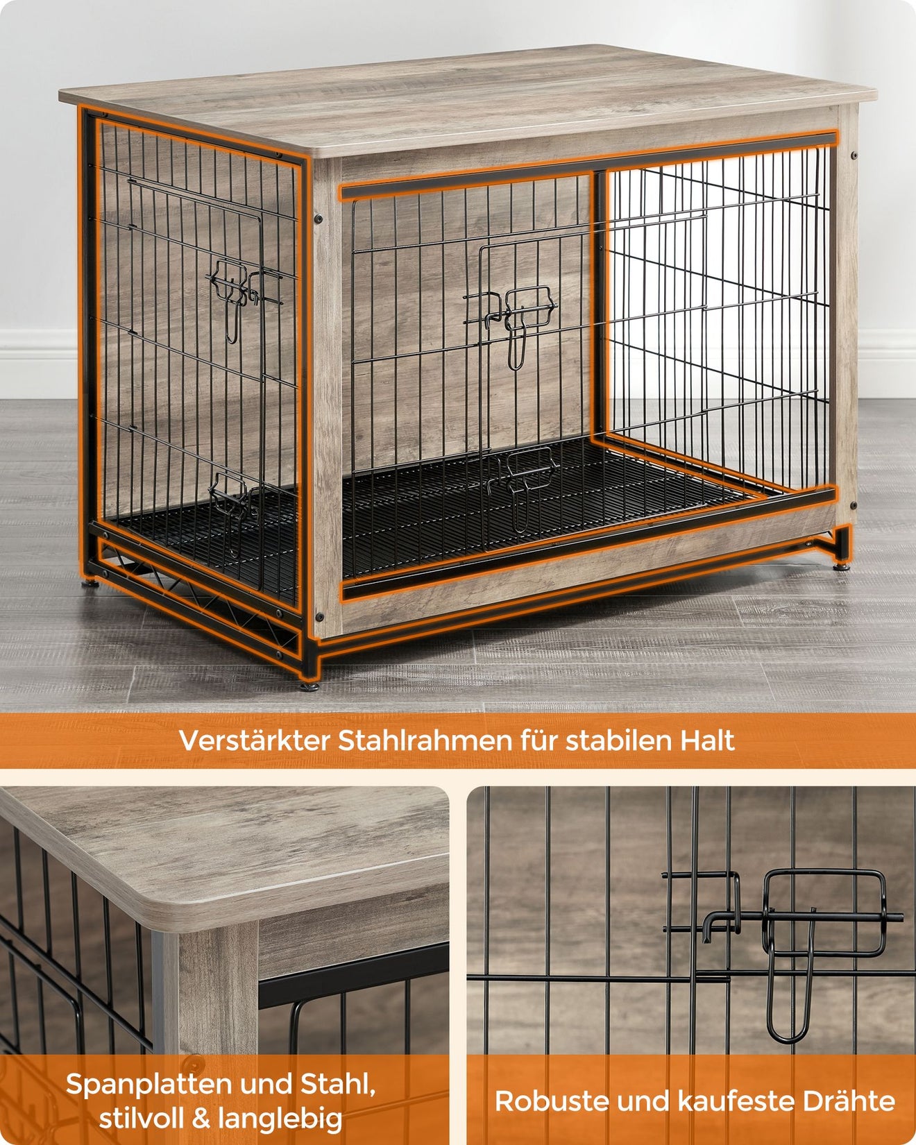 Houten Hondenbench L Met Uitneembaar Tablett - Belastbaar Blad - Drie Kleuren