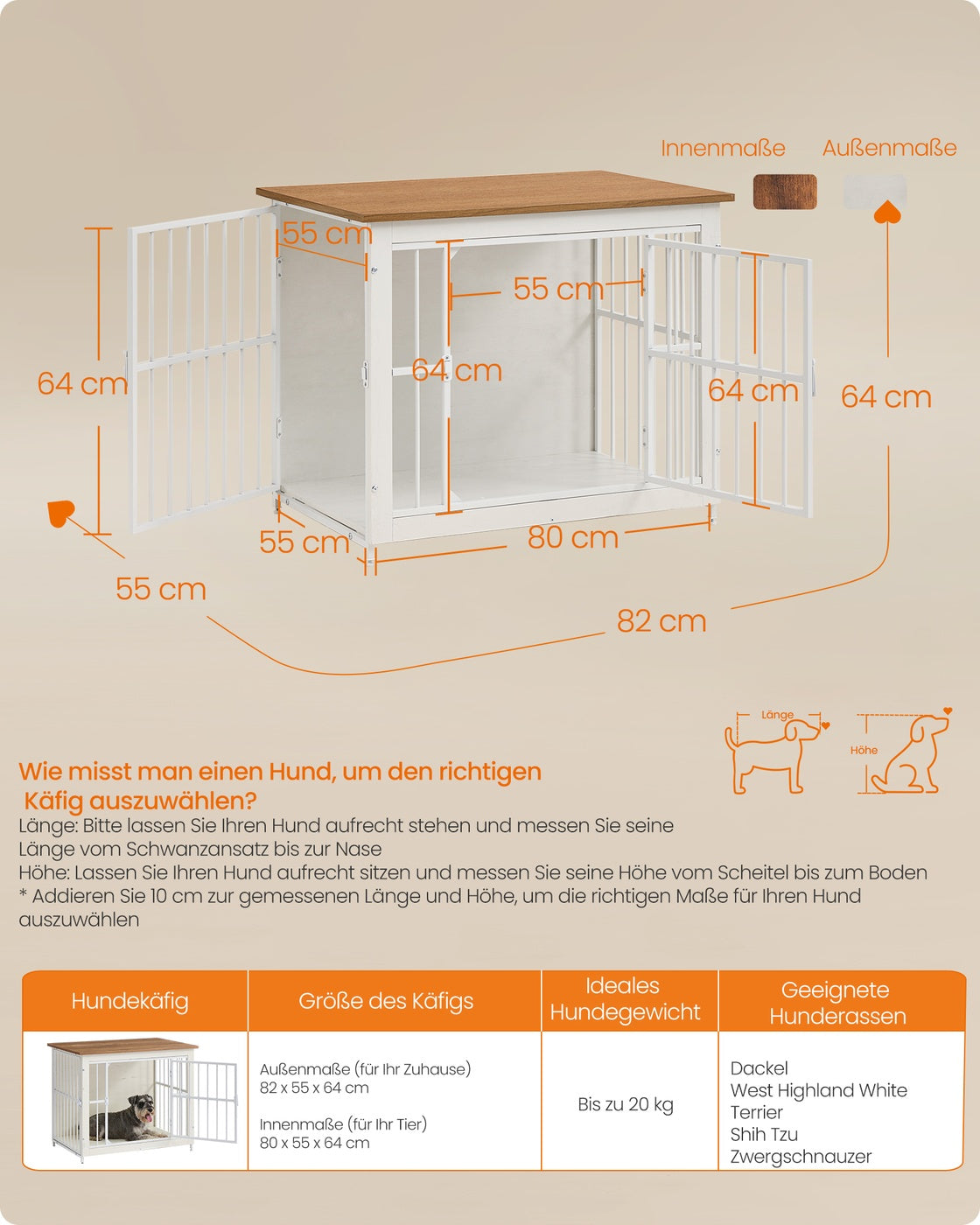 Houten Hondenbench Als Meubel - Met Stevig Tafelblad - Voor Middelgrote Honden