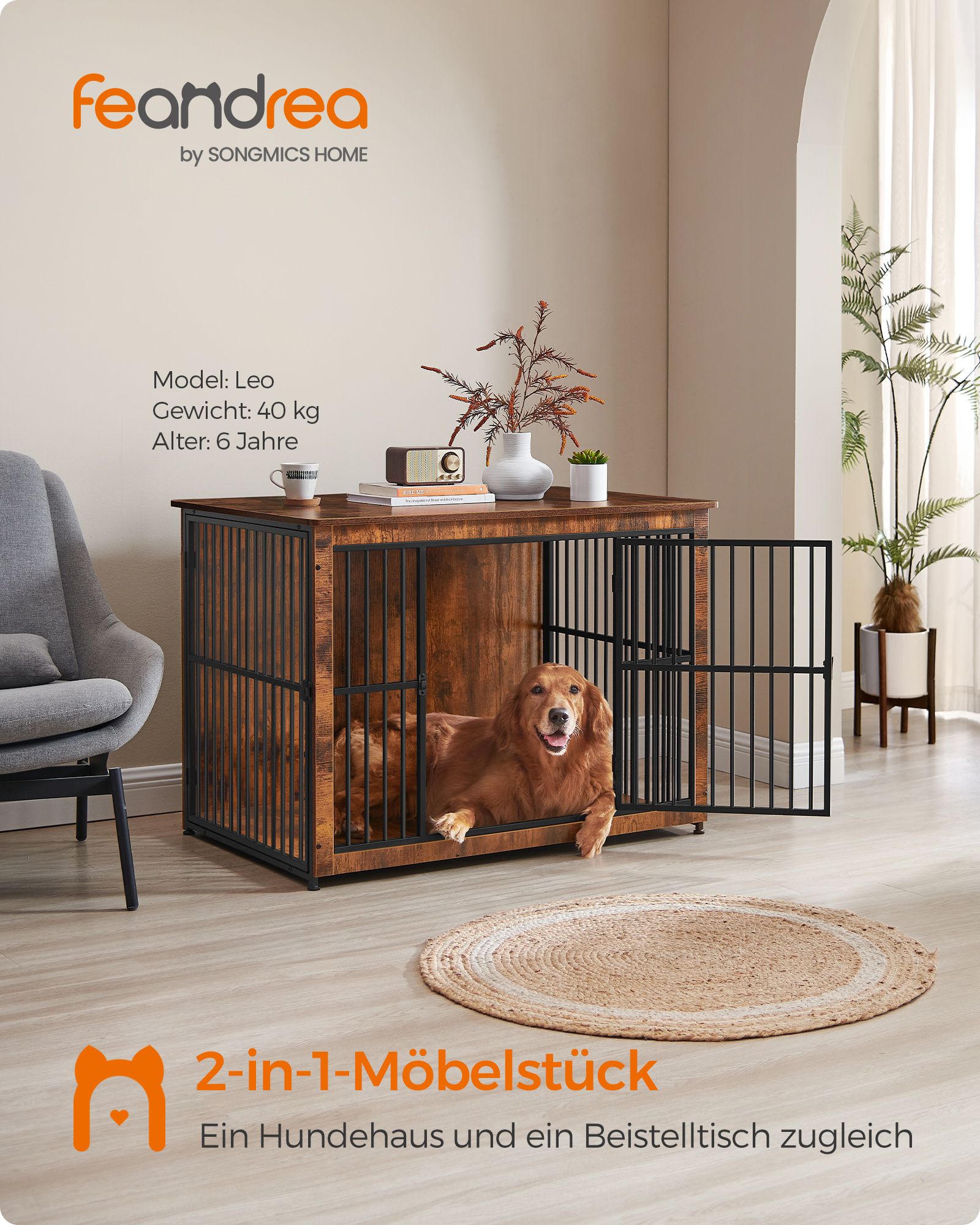 Houten Hondenbench XL Als Meubel - Extra Sterk Frame - Gesloten Bodem