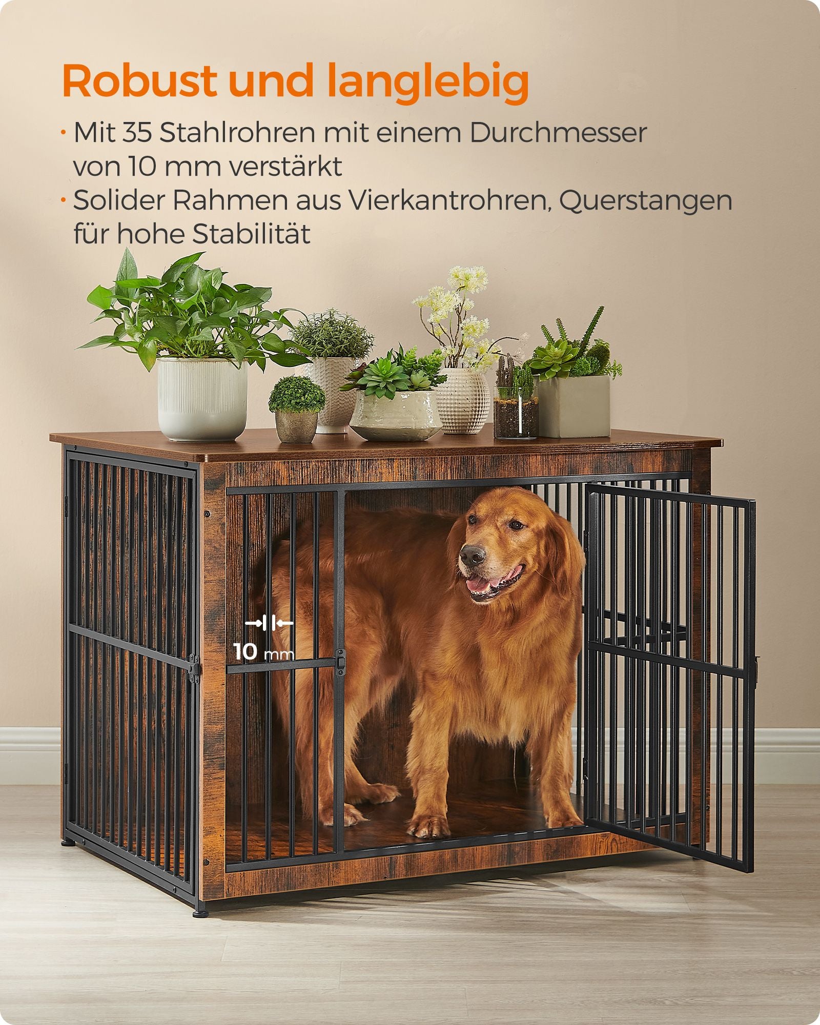 Houten Hondenbench XL Als Meubel - Extra Sterk Frame - Gesloten Bodem