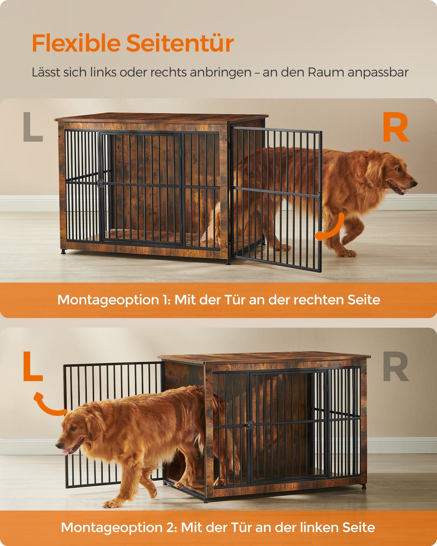 Houten Hondenbench XL Als Meubel - Extra Sterk Frame - Gesloten Bodem