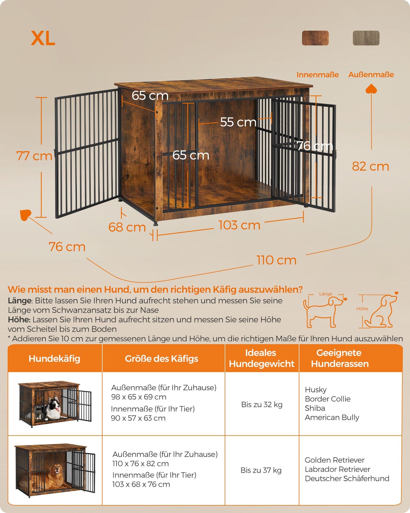Houten Hondenbench XL Als Meubel - Extra Sterk Frame - Gesloten Bodem