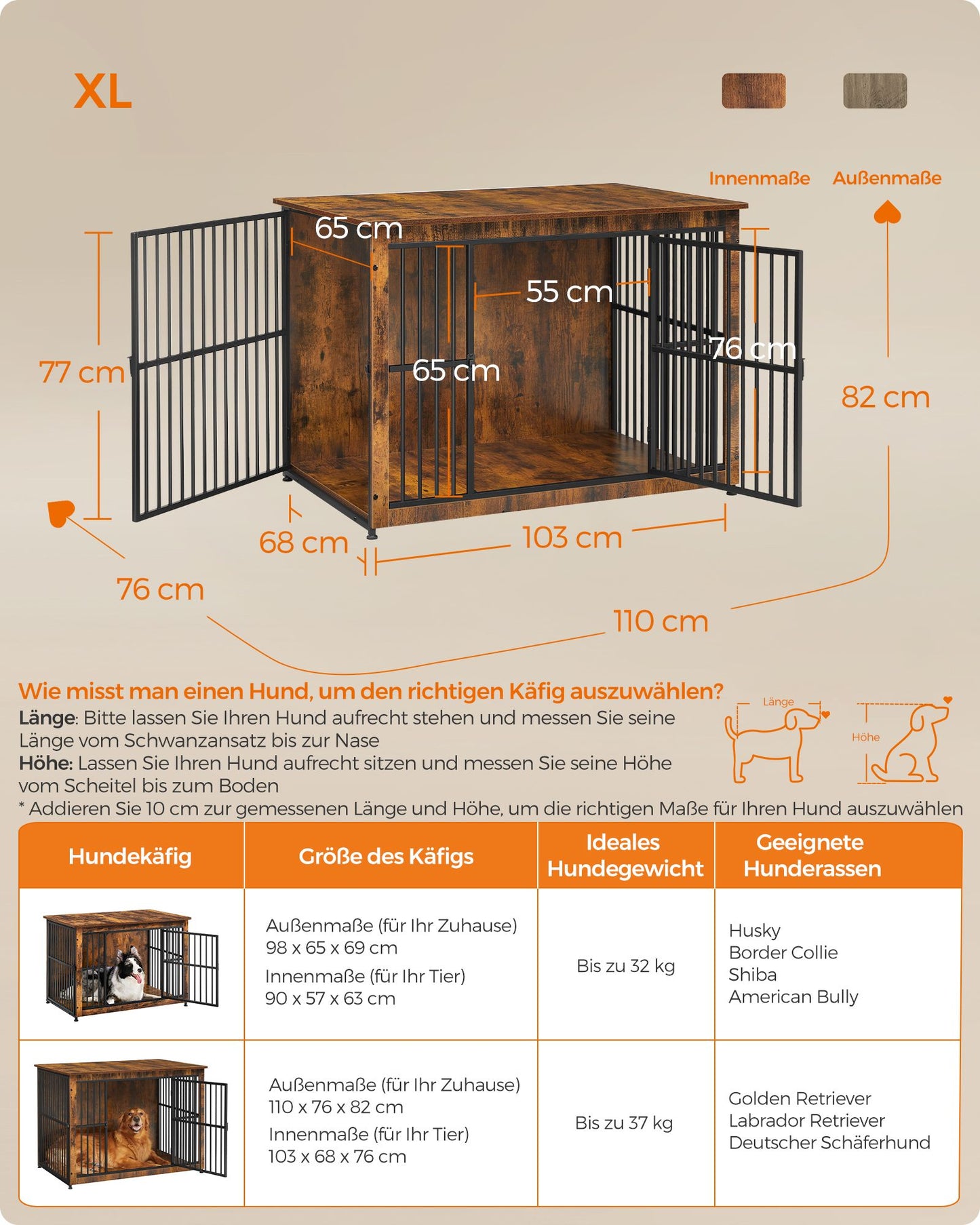 Houten Hondenbench XL Als Meubel - Extra Sterk Frame - Gesloten Bodem