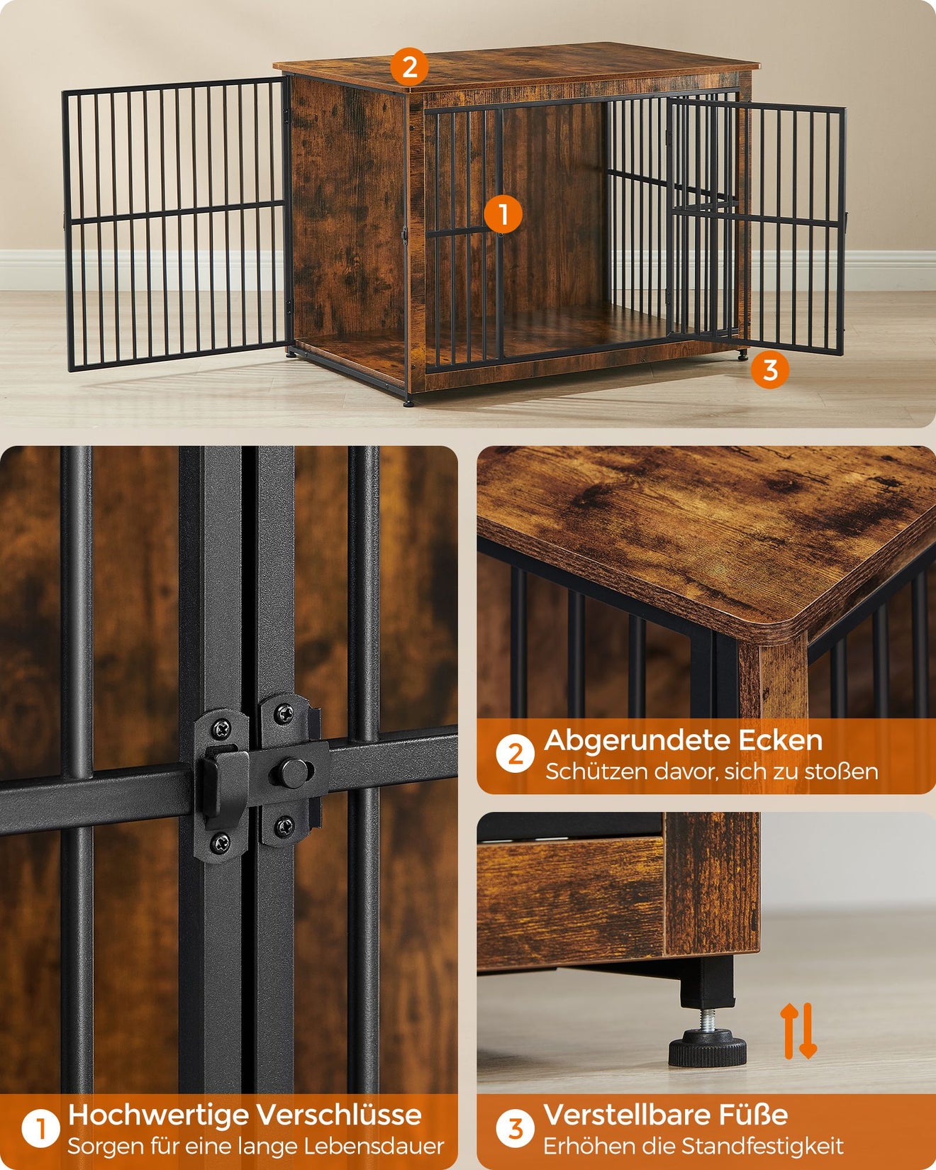 Houten Hondenbench XL Als Meubel - Extra Sterk Frame - Gesloten Bodem