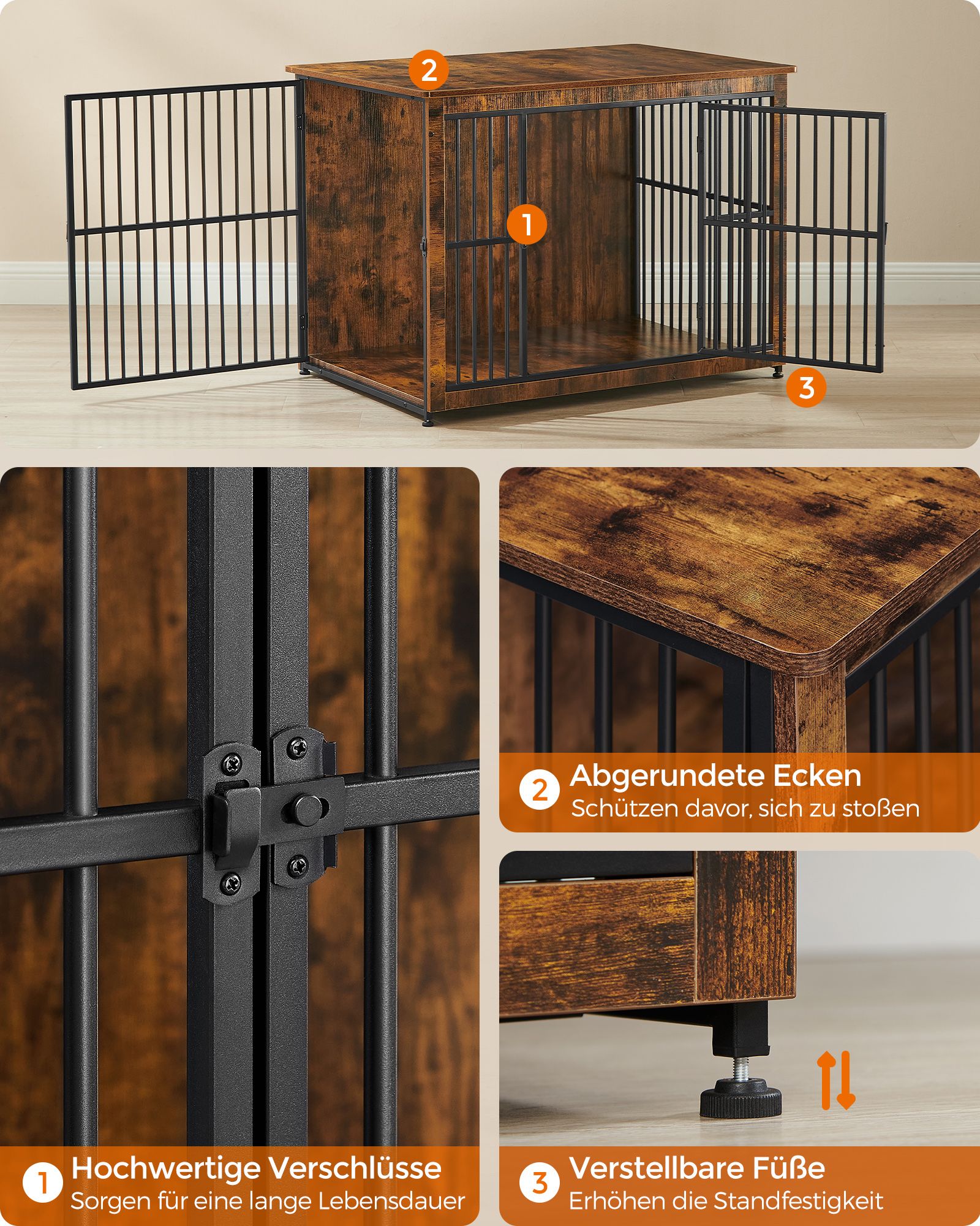 Houten Hondenbench XL Als Meubel - Extra Sterk Frame - Gesloten Bodem